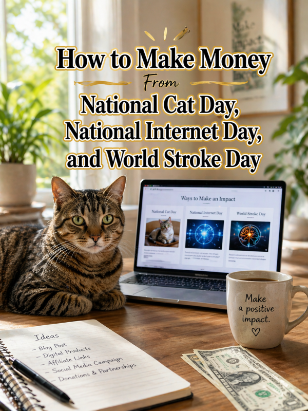 How to Make Money From National Cat Day, National Internet Day, and World Stroke Day
