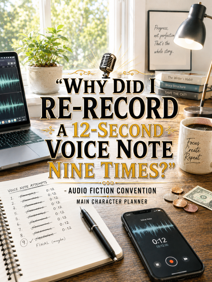 🎙️ “Why Did I Re-Record a 12-Second Voice Note Nine Times?” – Audio Fiction Convention Main Character Planner 🎙️ “Why Did I Re-Record a 12-Second Voice Note Nine Times?” – Audio Fiction Convention Main Character Planner