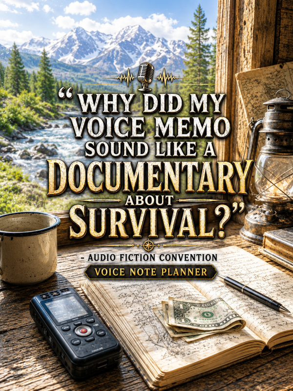 🎤 “Why Did My Voice Memo Sound Like a Documentary About Survival?” – Audio Fiction Convention Voice Note Planner