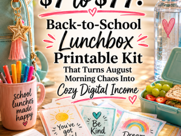 Go from  to : Back-to-School Lunchbox Printable Kit That Turns August Morning Chaos Into Cozy Digital Income