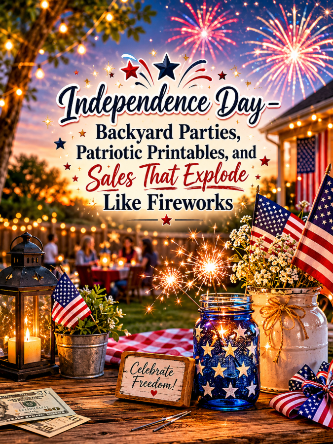 🎆 Independence Day – Backyard Parties, Patriotic Printables, and Sales That Explode Like Fireworks 🎆 Independence Day – Backyard Parties, Patriotic Printables, and Sales That Explode Like Fireworks
