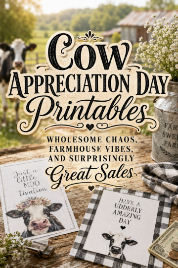 Cow Appreciation Day Printables – Wholesome Chaos, Farmhouse Vibes, and Surprisingly Great Sales