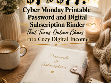Go from  to : Cyber Monday Printable Password and Digital Subscription Binder That Turns Online Chaos Into Cozy Digital Income
