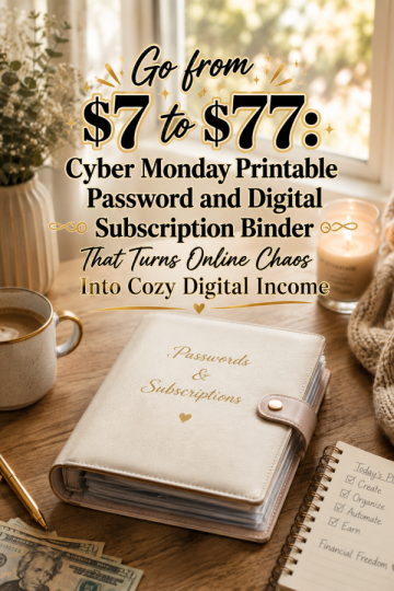 Go from  to : Cyber Monday Printable Password and Digital Subscription Binder That Turns Online Chaos Into Cozy Digital Income