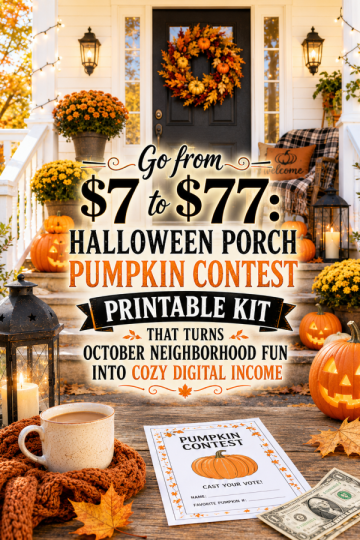 Go from  to : Halloween Porch Pumpkin Contest Printable Kit That Turns October Neighborhood Fun Into Cozy Digital Income