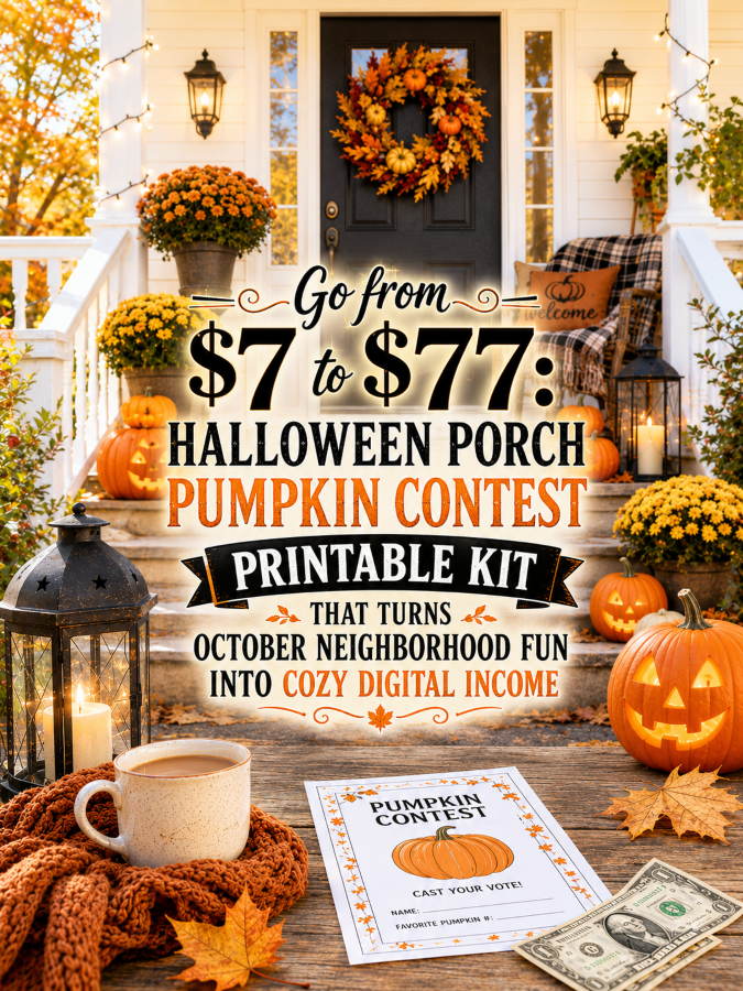 Go from  to : Halloween Porch Pumpkin Contest Printable Kit That Turns October Neighborhood Fun Into Cozy Digital Income