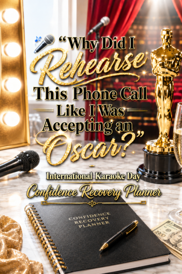 🎤 “Why Did I Rehearse This Phone Call Like I Was Accepting an Oscar?” – International Karaoke Day Confidence Recovery Planner