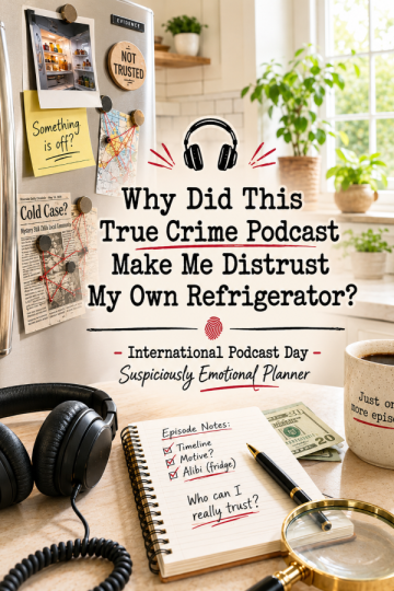 🎧 “Why Did This True Crime Podcast Make Me Distrust My Own Refrigerator?” – International Podcast Day Suspiciously Emotional Planner