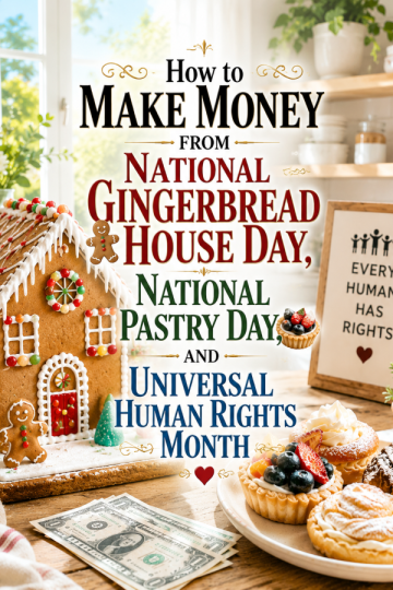 How to Make Money From National Gingerbread House Day, National Pastry Day, and Universal Human Rights Month