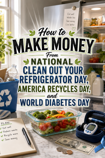 How to Make Money From National Clean Out Your Refrigerator Day, America Recycles Day, and World Diabetes Day