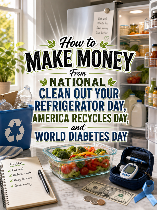How to Make Money From National Clean Out Your Refrigerator Day, America Recycles Day, and World Diabetes Day