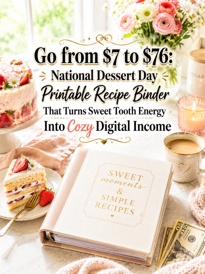 Go from  to : National Dessert Day Printable Recipe Binder That Turns Sweet Tooth Energy Into Cozy Digital Income