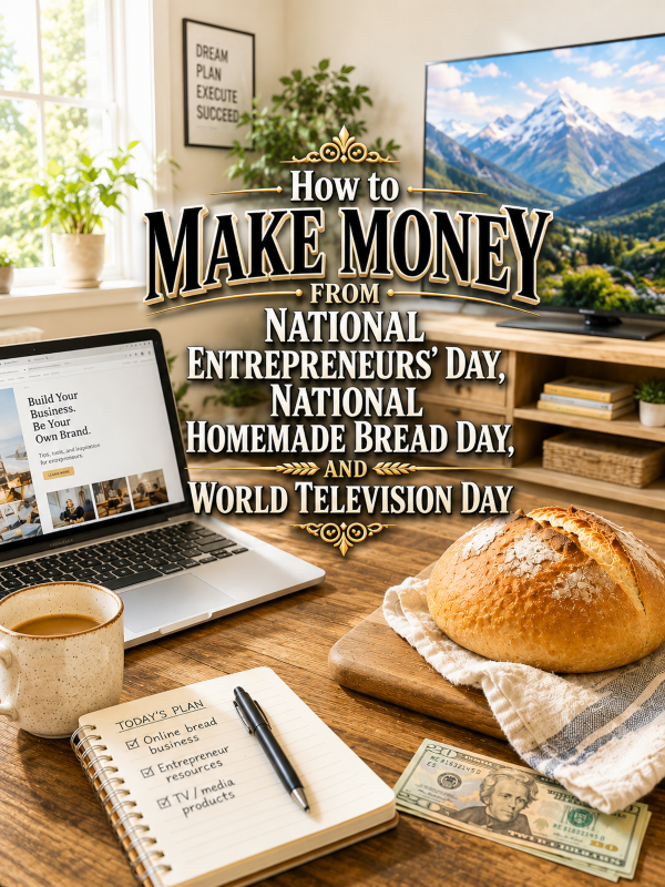 How to Make Money From National Entrepreneurs’ Day, National Homemade Bread Day, and World Television Day
