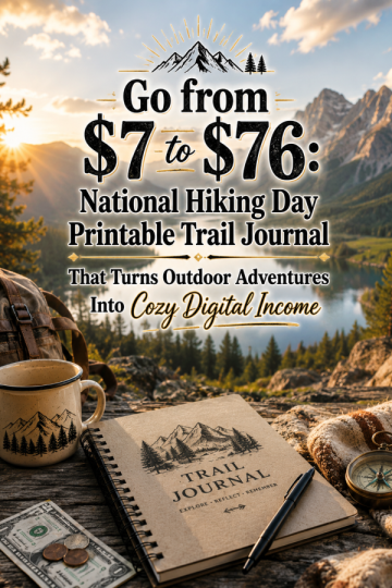 Go from  to : National Hiking Day Printable Trail Journal That Turns Outdoor Adventures Into Cozy Digital Income