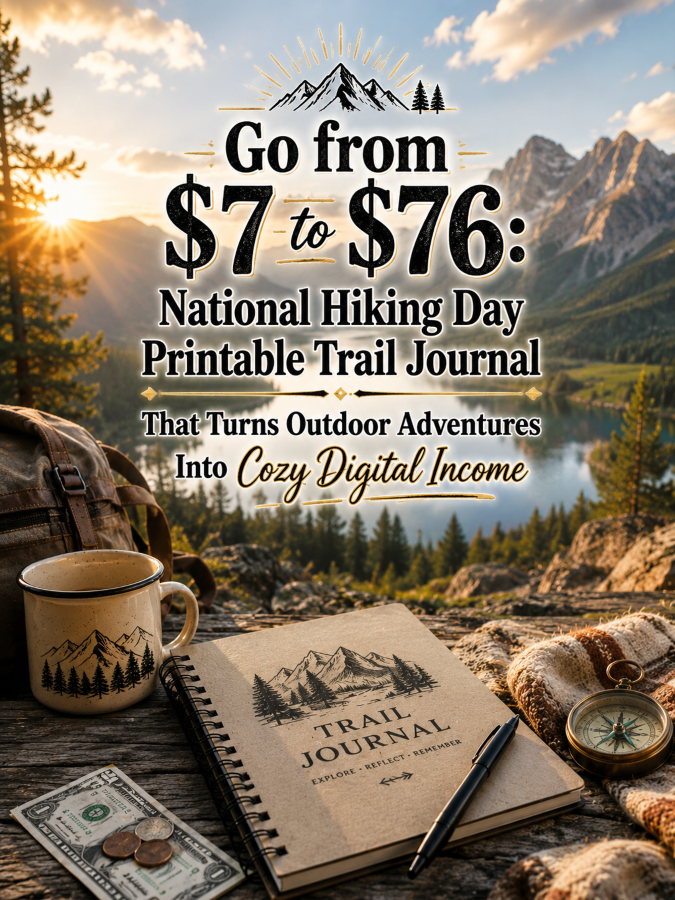 Go from  to : National Hiking Day Printable Trail Journal That Turns Outdoor Adventures Into Cozy Digital Income