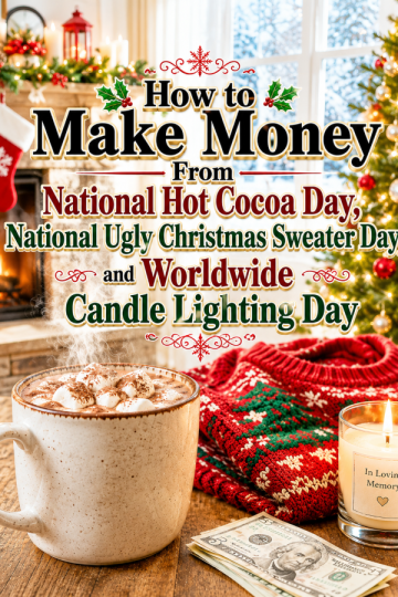 How to Make Money From National Hot Cocoa Day, National Ugly Christmas Sweater Day, and Worldwide Candle Lighting Day