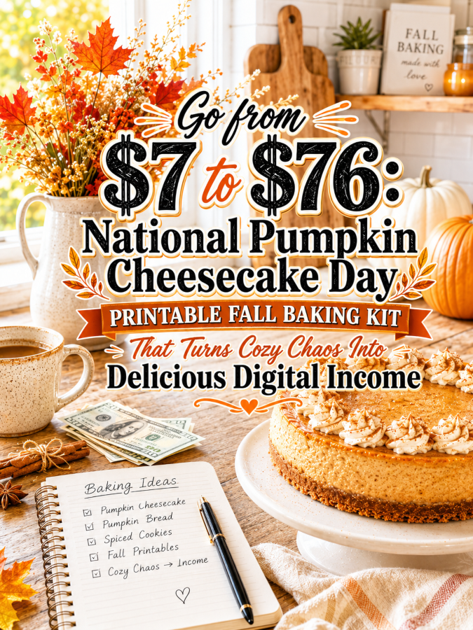 Go from  to : National Pumpkin Cheesecake Day Printable Fall Baking Kit That Turns Cozy Chaos Into Delicious Digital Income