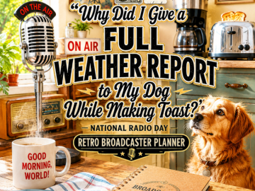 📻 “Why Did I Give a Full Weather Report to My Dog While Making Toast?” – National Radio Day Retro Broadcaster Planner 📻 “Why Did I Give a Full Weather Report to My Dog While Making Toast?” – National Radio Day Retro Broadcaster Planner