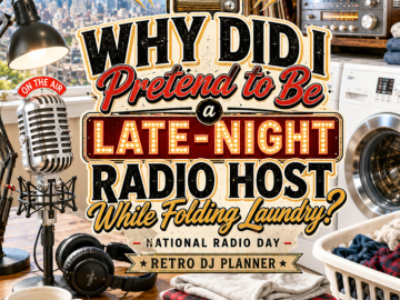 📻 “Why Did I Pretend to Be a Late-Night Radio Host While Folding Laundry?” – National Radio Day Retro DJ Planner 📻 “Why Did I Pretend to Be a Late-Night Radio Host While Folding Laundry?” – National Radio Day Retro DJ Planner