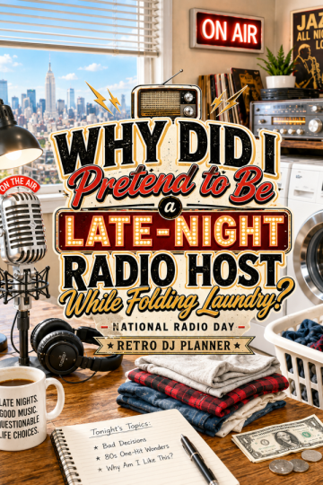 📻 “Why Did I Pretend to Be a Late-Night Radio Host While Folding Laundry?” – National Radio Day Retro DJ Planner