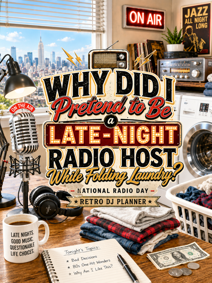 📻 “Why Did I Pretend to Be a Late-Night Radio Host While Folding Laundry?” – National Radio Day Retro DJ Planner