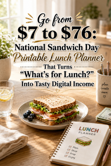 Go from  to : National Sandwich Day Printable Lunch Planner That Turns “What’s for Lunch?” Into Tasty Digital Income