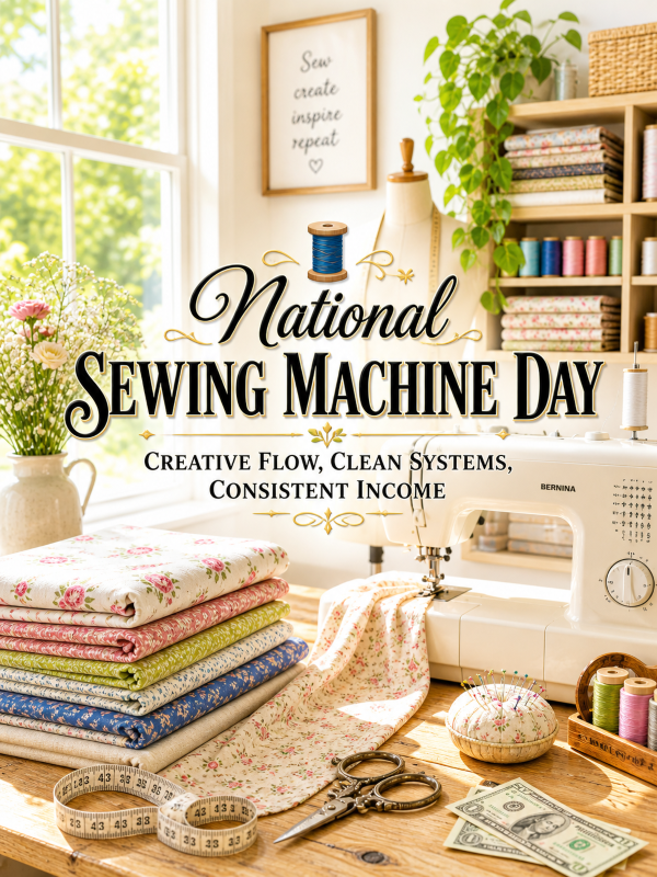 🧵 National Sewing Machine Day – Creative Flow, Clean Systems, Consistent Income