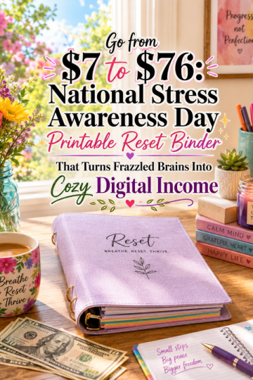 Go from  to : National Stress Awareness Day Printable Reset Binder That Turns Frazzled Brains Into Cozy Digital Income