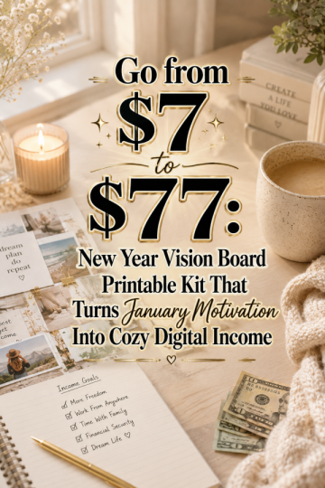 Go from  to : New Year Vision Board Printable Kit That Turns January Motivation Into Cozy Digital Income