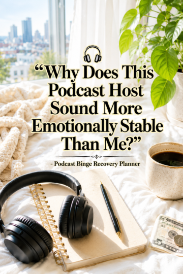 🎧 “Why Does This Podcast Host Sound More Emotionally Stable Than Me?” – Podcast Binge Recovery Planner