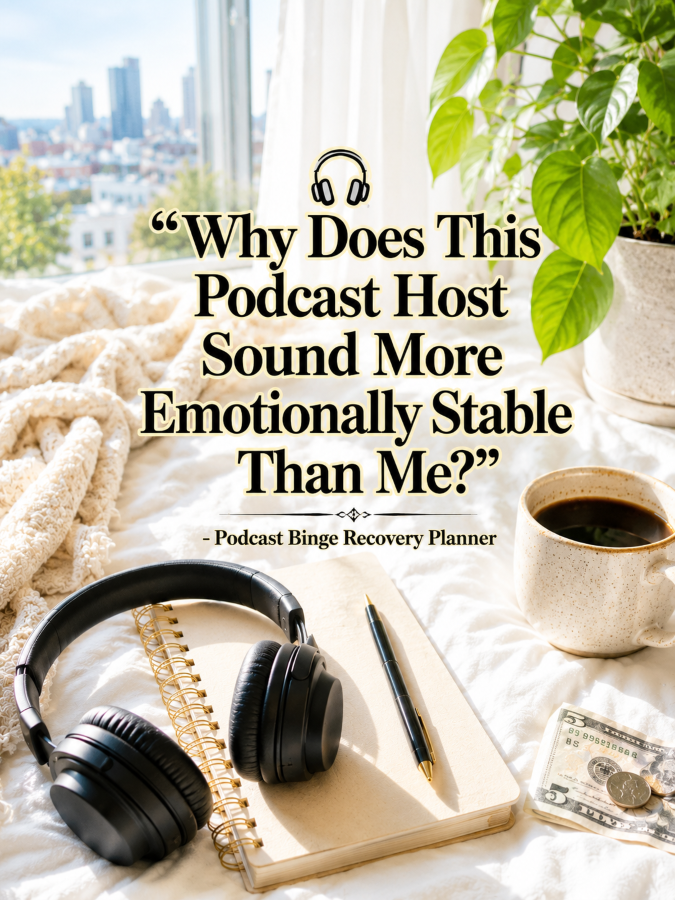 🎧 “Why Does This Podcast Host Sound More Emotionally Stable Than Me?” – Podcast Binge Recovery Planner