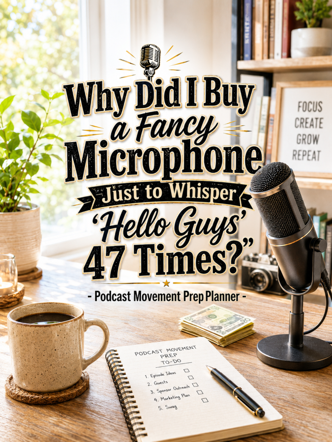 🎙️ “Why Did I Buy a Fancy Microphone Just to Whisper ‘Hello Guys’ 47 Times?” – Podcast Movement Prep Planner