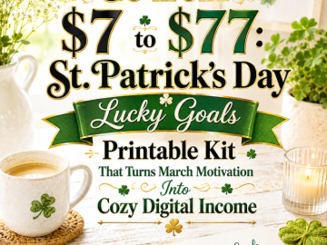 Go from  to : St. Patrick’s Day Lucky Goals Printable Kit That Turns March Motivation Into Cozy Digital Income