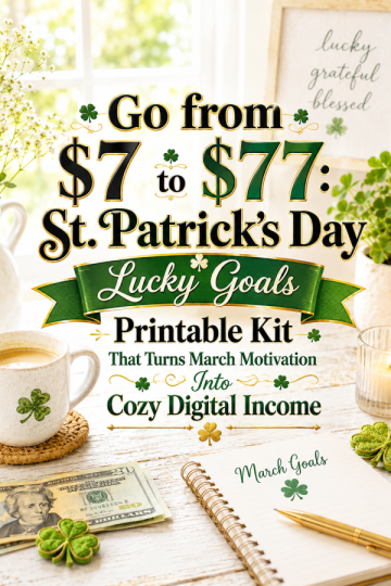 Go from  to : St. Patrick’s Day Lucky Goals Printable Kit That Turns March Motivation Into Cozy Digital Income