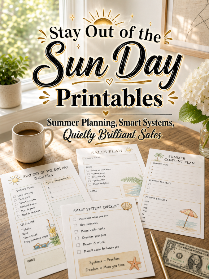 Stay Out of the Sun Day Printables – Summer Planning, Smart Systems, Quietly Brilliant Sales
