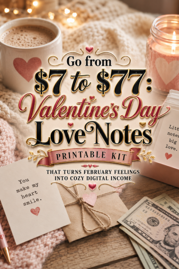 Go from  to : Valentine’s Day Love Notes Printable Kit That Turns February Feelings Into Cozy Digital Income