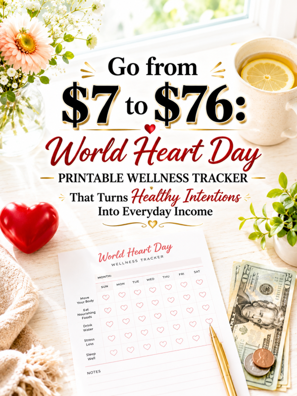 Go from  to : World Heart Day Printable Wellness Tracker That Turns Healthy Intentions Into Everyday Income