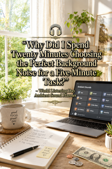 🎧 “Why Did I Spend Twenty Minutes Choosing the Perfect Background Noise for a Five-Minute Task?” – World Listening Day Ambient Sound Planner