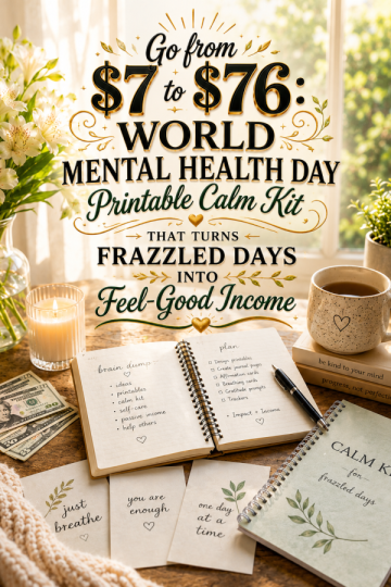 Go from  to : World Mental Health Day Printable Calm Kit That Turns Frazzled Days Into Feel-Good Income