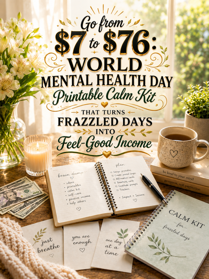 Go from  to : World Mental Health Day Printable Calm Kit That Turns Frazzled Days Into Feel-Good Income