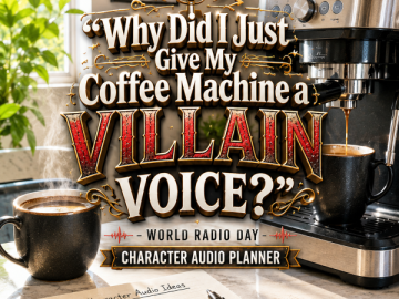🎙️ “Why Did I Just Give My Coffee Machine a Villain Voice?” – World Radio Day Character Audio Planner