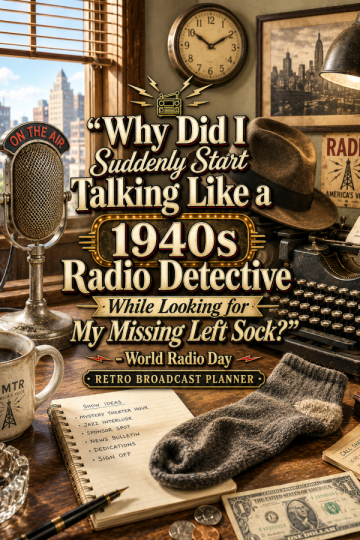 📻 “Why Did I Suddenly Start Talking Like a 1940s Radio Detective While Looking for My Missing Left Sock?” – World Radio Day Retro Broadcast Planner
