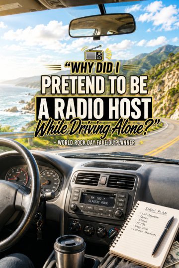 📻 “Why Did I Pretend to Be a Radio Host While Driving Alone?” – World Rock Day Fake DJ Planner