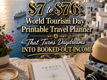 Go from  to : World Tourism Day Printable Travel Planner That Turns Daydreams Into Booked-Out Income