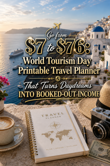 Go from  to : World Tourism Day Printable Travel Planner That Turns Daydreams Into Booked-Out Income