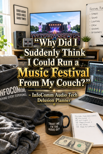 🎛️ “Why Did I Suddenly Think I Could Run a Music Festival From My Couch?” – InfoComm Audio Tech Delusion Planner