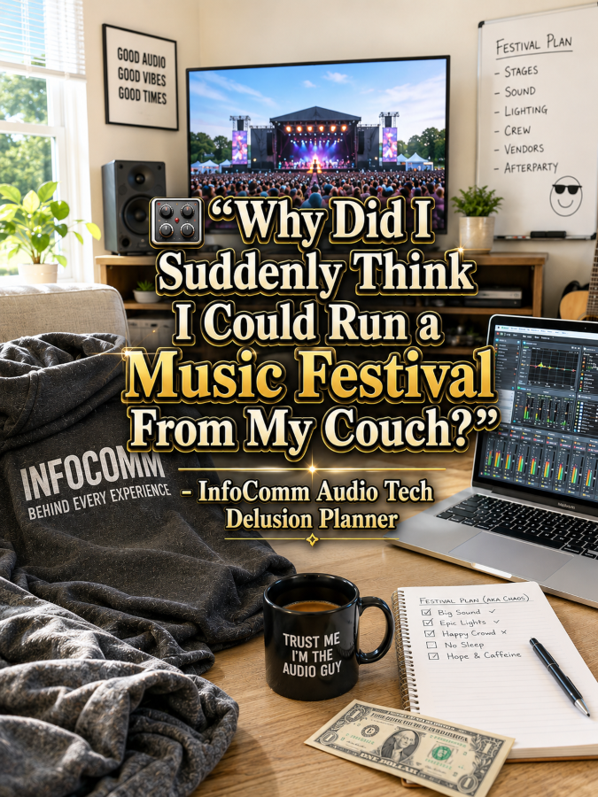 🎛️ âWhy Did I Suddenly Think I Could Run a Music Festival From My Couch?â – InfoComm Audio Tech Delusion Planner 🎛️ âWhy Did I Suddenly Think I Could Run a Music Festival From My Couch?â – InfoComm Audio Tech Delusion Planner