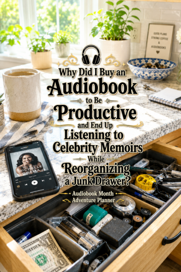 🎧 “Why Did I Buy an Audiobook to Be Productive and End Up Listening to Celebrity Memoirs While Reorganizing a Junk Drawer?” – Audiobook Month Adventure Planner