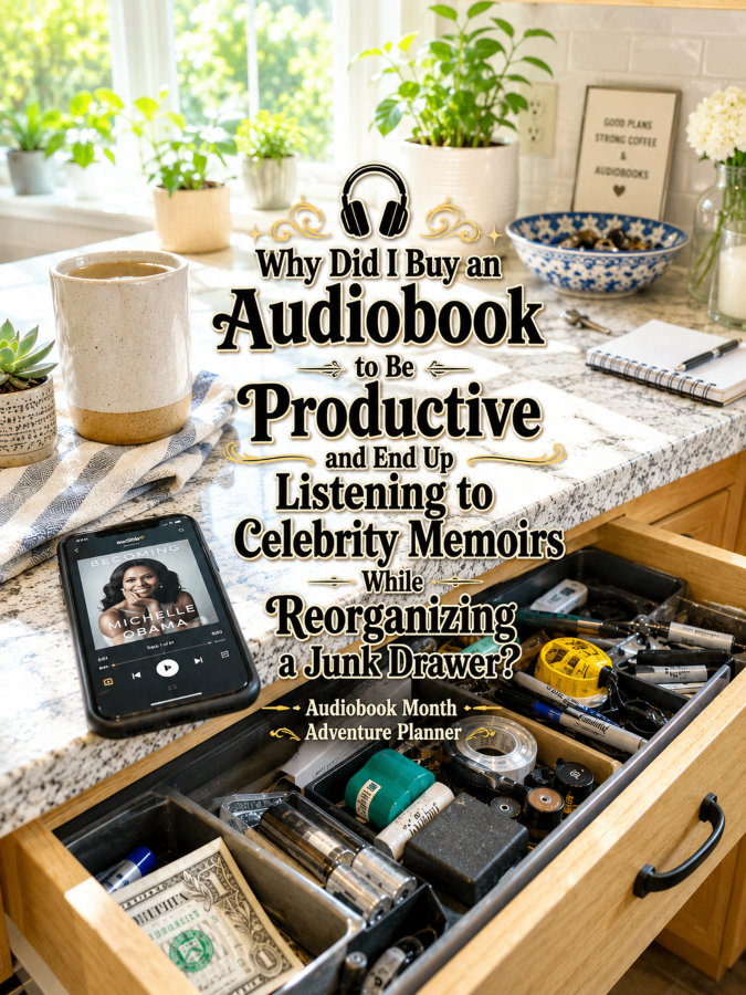 🎧 “Why Did I Buy an Audiobook to Be Productive and End Up Listening to Celebrity Memoirs While Reorganizing a Junk Drawer?” – Audiobook Month Adventure Planner 🎧 “Why Did I Buy an Audiobook to Be Productive and End Up Listening to Celebrity Memoirs While Reorganizing a Junk Drawer?” – Audiobook Month Adventure Planner