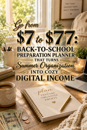 Go from  to  with Idea 81: Back-to-School Preparation Planner That Turns Summer Organization Into Cozy Digital Income